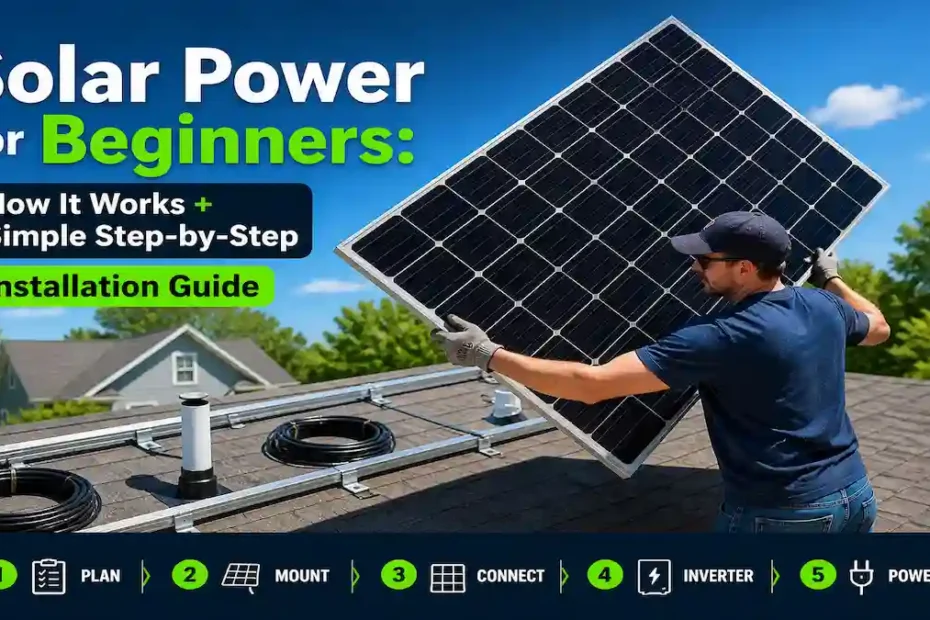 man installing solar panels in his home by him self