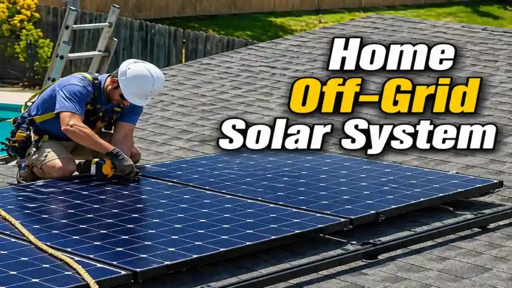 a man installing solar panels on home roof