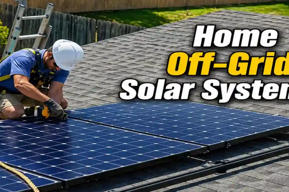 a man installing solar panels on home roof
