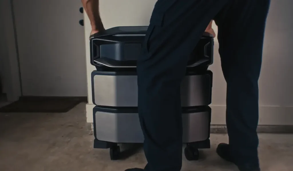 Installing DELTA Pro Ultra X inverter on wall as part of home energy storage installation