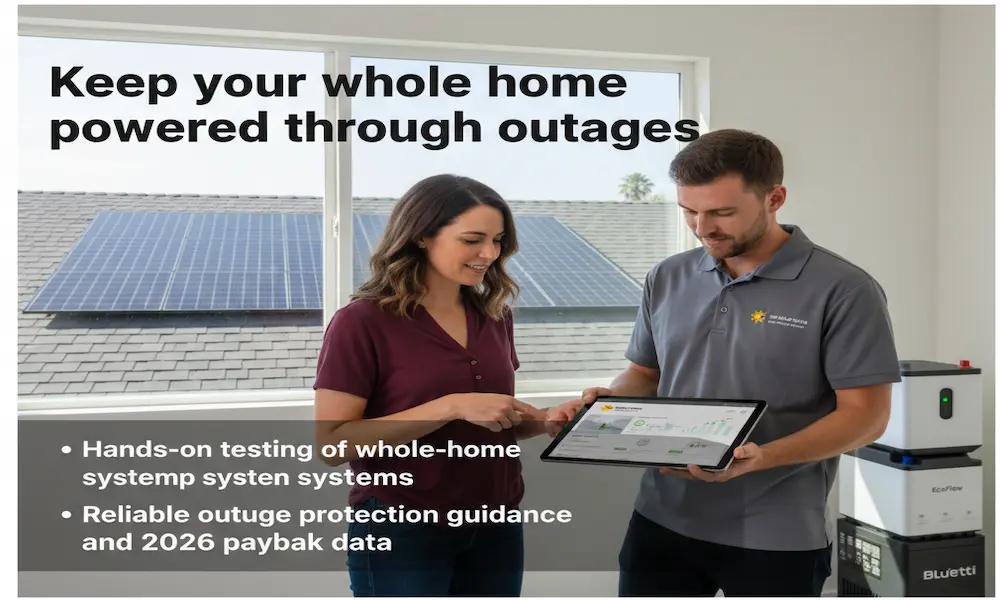 Top Solar Picks official guiding a lady how whole home backup battery inverter system works