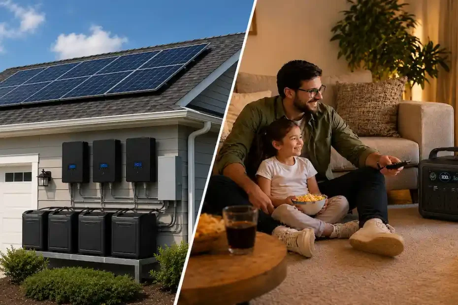 home solar setup compared with solar generator at home