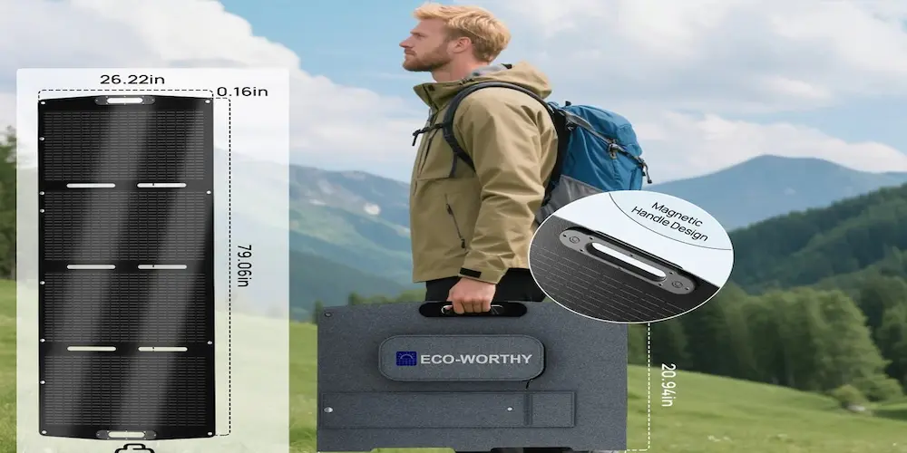 camper with Eco worthy portable solar panel